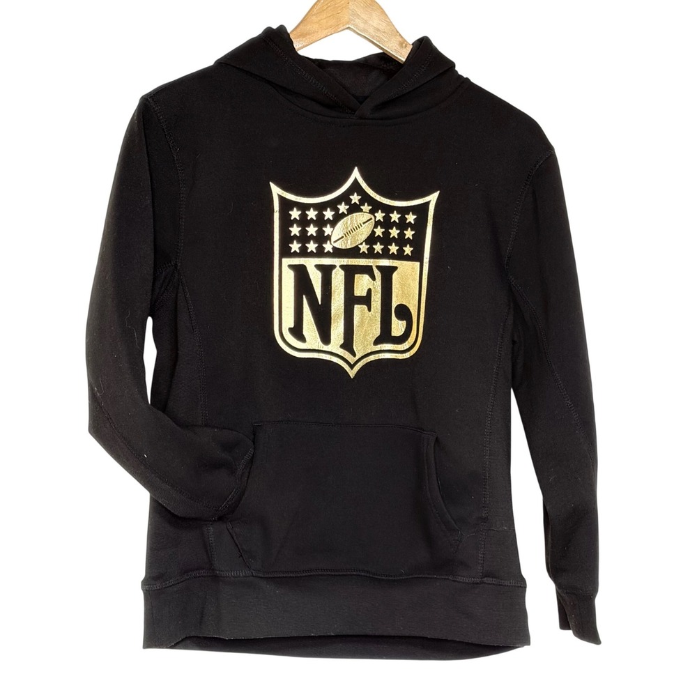 Kids NFL Black‎ Gold Shield Logo Hoodie Sweatshirt Size 14 16